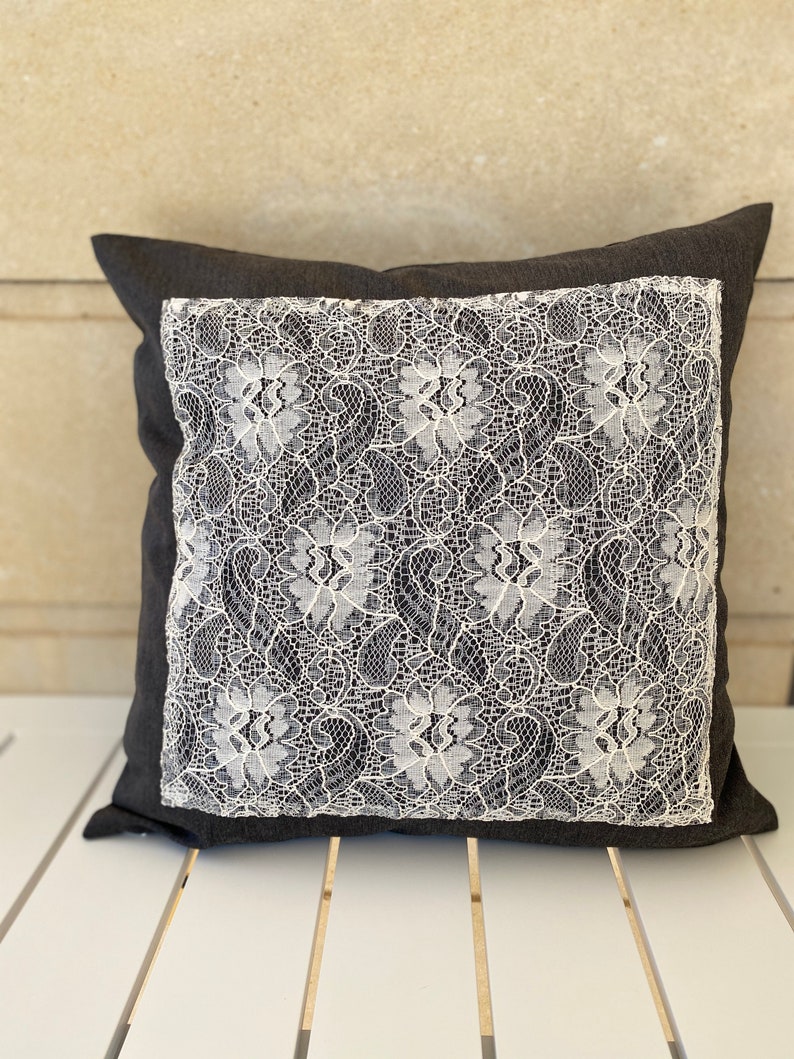 Grey Cushion Cover Mix and Match Cushions Embroidery Lace Etsy UK