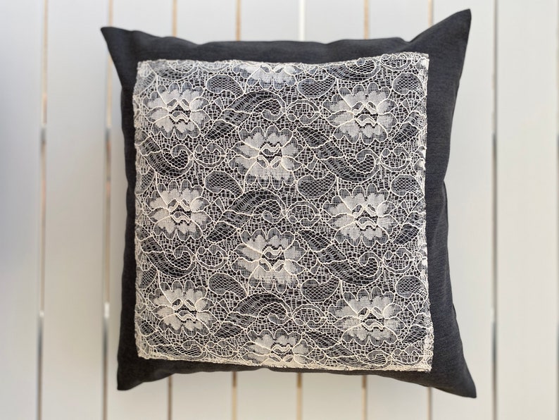 Grey Cushion Cover Mix and Match Cushions Embroidery Lace Etsy UK