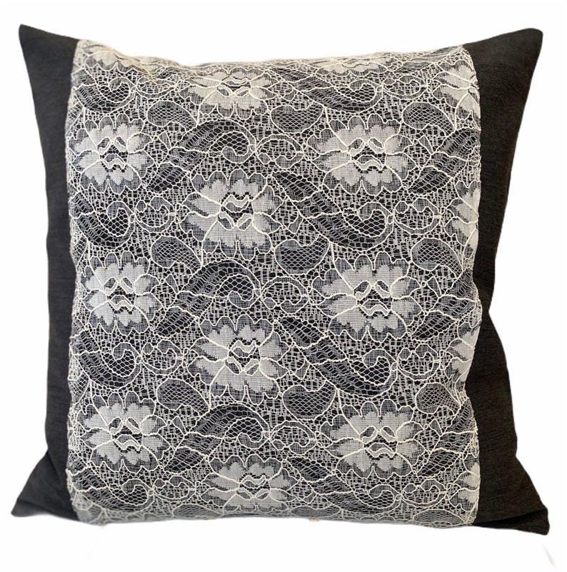 Grey Cushion Cover Mix and Match Cushions Embroidery Lace Etsy UK