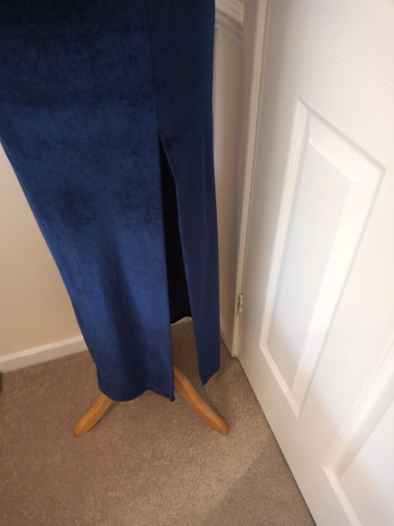 Glamour Sexy Fitted Evening Dress Party Dress UK 8 1990s Navy Maxi Vintage.
