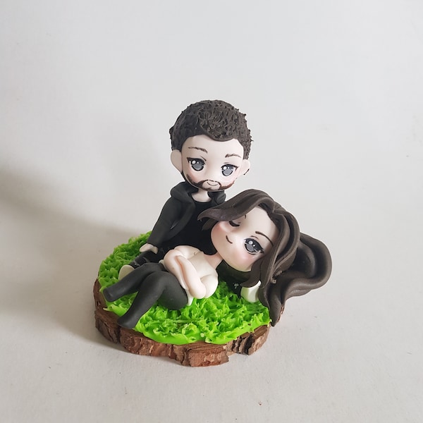 Custom Wedding Cake Topper, Wedding anniversary Gift, Chibi Figurines from Image, Drawing, Handmade Clay Figure, Custom Chibi Figures