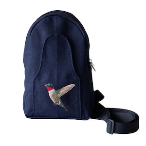 Buru Hummingbird Canvas Sling Bag – Embroidered Crossbody Bag