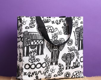 Eco Tote Bags - Sac à provisions en toile fait à la main - 100% coton, réutilisable, lavable avec des couleurs vives