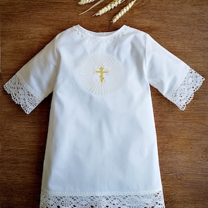Vestido de bebé de bautismo, color marfil, bordado cruzado, vestido de recién nacido de bautizo, niño o niña, unisex, traje bautismal, personalización, A2002-BC