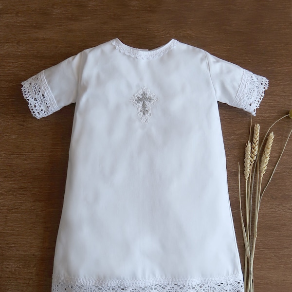 Baby Satin Christening Gown, White Color, Baptism For Boy or Girl, Baptism Christening Outfit, Set, Personalized, Embroidery, Collection A10