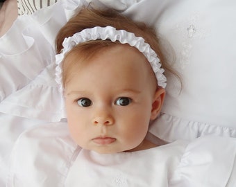 Baptism Headband White Color for Baby Girl Christening Outfit A3409