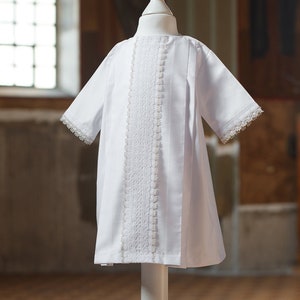 Cotton Christening Gown with Lace: Baptism Outfit & Blessing Set