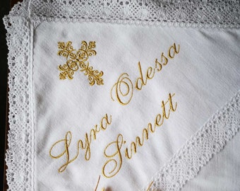Baptism Baby Towel Personalized Baptism Hooded Towel White Baptism Boy or Girl Embroidered Blessing Newborn Towel Christening Gift A19901