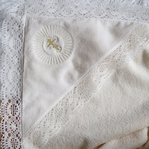 Personalized Baptism Hooded Towel Ivory Christening Baby Towel Baptism Boy or Girl Towel, Embroidered Baptism Newborn Towel Gift A2707