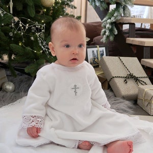 Warm Baptism Outfit Terry Cotton Christening Gown Baby Terry Towel Baptism Gift Godmother Gift Baptism Set Personalized Baptism Newborn 2704