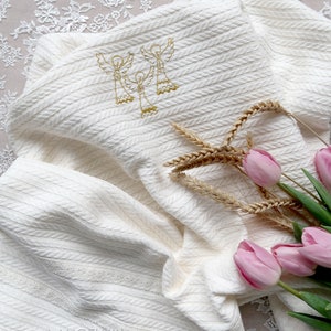 Baby Soft Light Cotton Milky Blanket for Baptism, Newborn Plaid, Baby Girl Blanket, Baby Swaddle Blanket Collection A3712