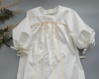 Ivory Ceremony Baby Dress in Cotton & Lace – Baptism and Birthday Outfit A6900