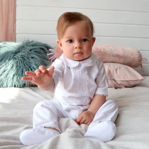 Christening Boy Outfit White Personalized Baptism Boy Outfit