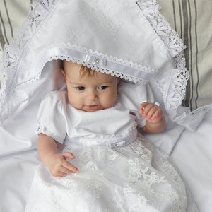 Christening Baby Girl Blanket with Swarovski Crystal, Personalized Baptism Blanket, Personalized Christening Newborn Blanket, Set A12