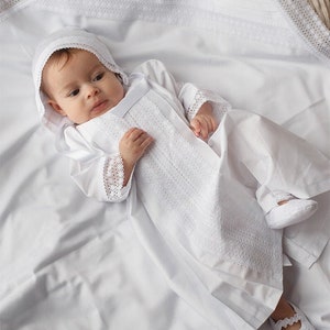 Christening Satin Gown for Baby Girl or Boy, White Color, Baptism Newborn Gown, Christening Baby Gown Set, Outfit Collection Angelsky A1100