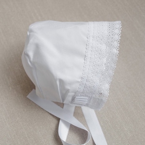 Blessing Baby Hat, Christening Bonnet White Color, Cotton Fabric and Lace, for a Girl and Boy, Sunbonnet for Baptism, Collection Set A1103