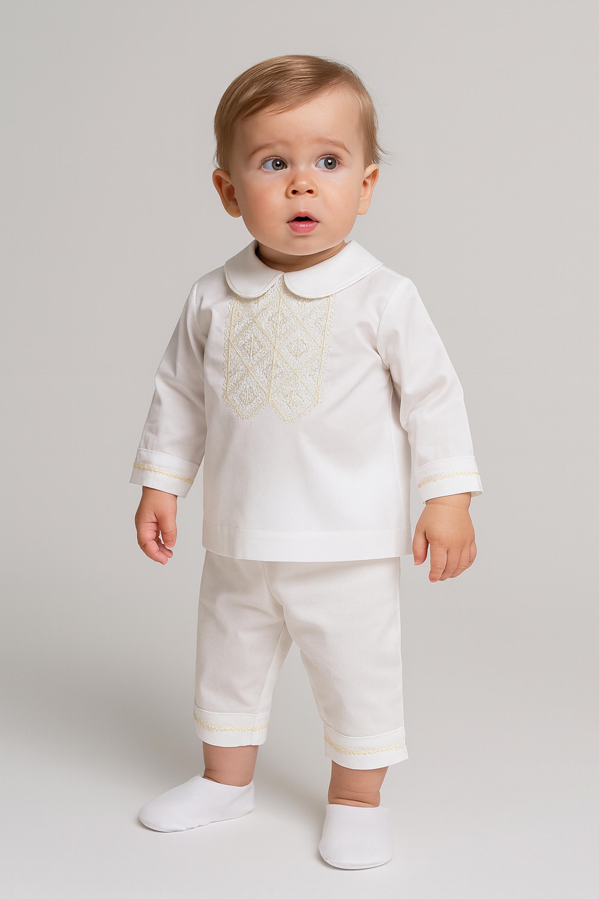 Milky Baby Boy Baptism Suit Soft Cotton Christening Outfit Personalized ...
