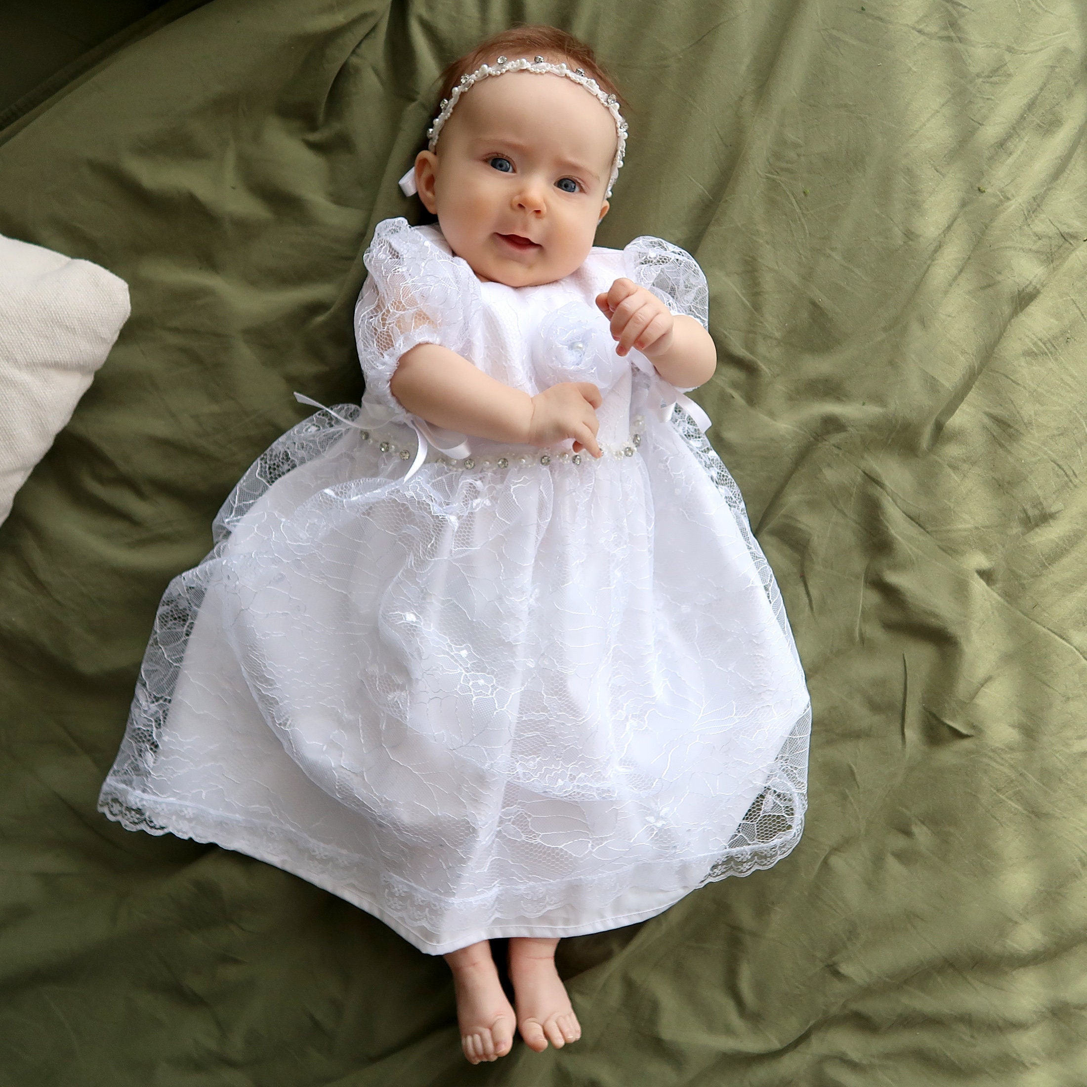 baby girl white lace dress Claudia White Lace Christening Gown, Infant Baptism Dress, Baby Girl Blessing Outfit, Boho Flower Girl Dress, Vintage Lace Baby Dress