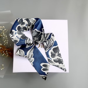 Pure Silk Hair Scarf: Skinny Neckerchief, Ponytail Scarf
