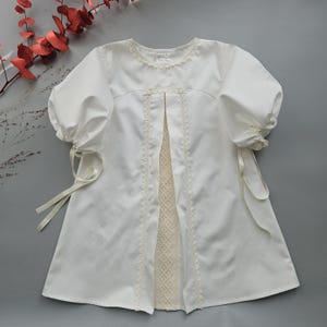 Baptism Baby Girl Gown Outfit Christening Dress Milky Satin Shirt Lace Blessing Dress Birthday Infant Newborn Baptismal Solemn Gift 7902