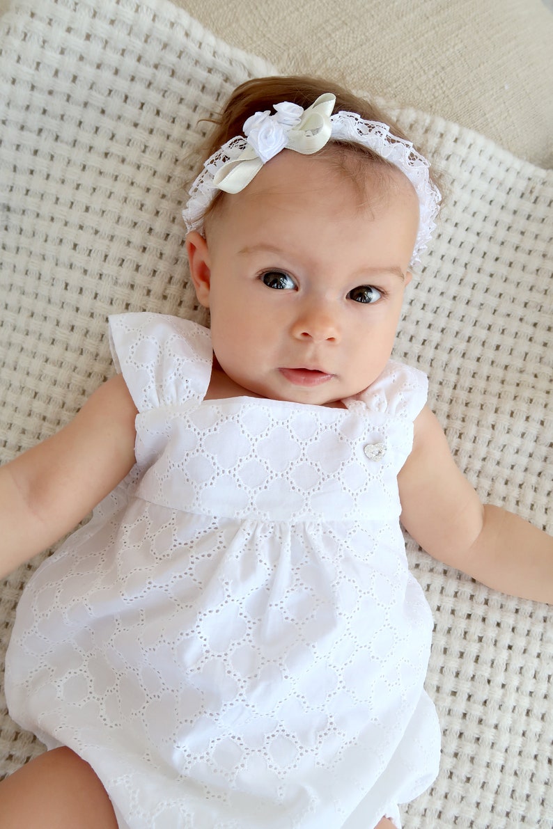 Baby Girl Romper Baby Girl Outfit Baptism Set Newborn Etsy