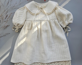 Abito da battesimo in cotone per bambina, abito da benedizione con pizzo 3700