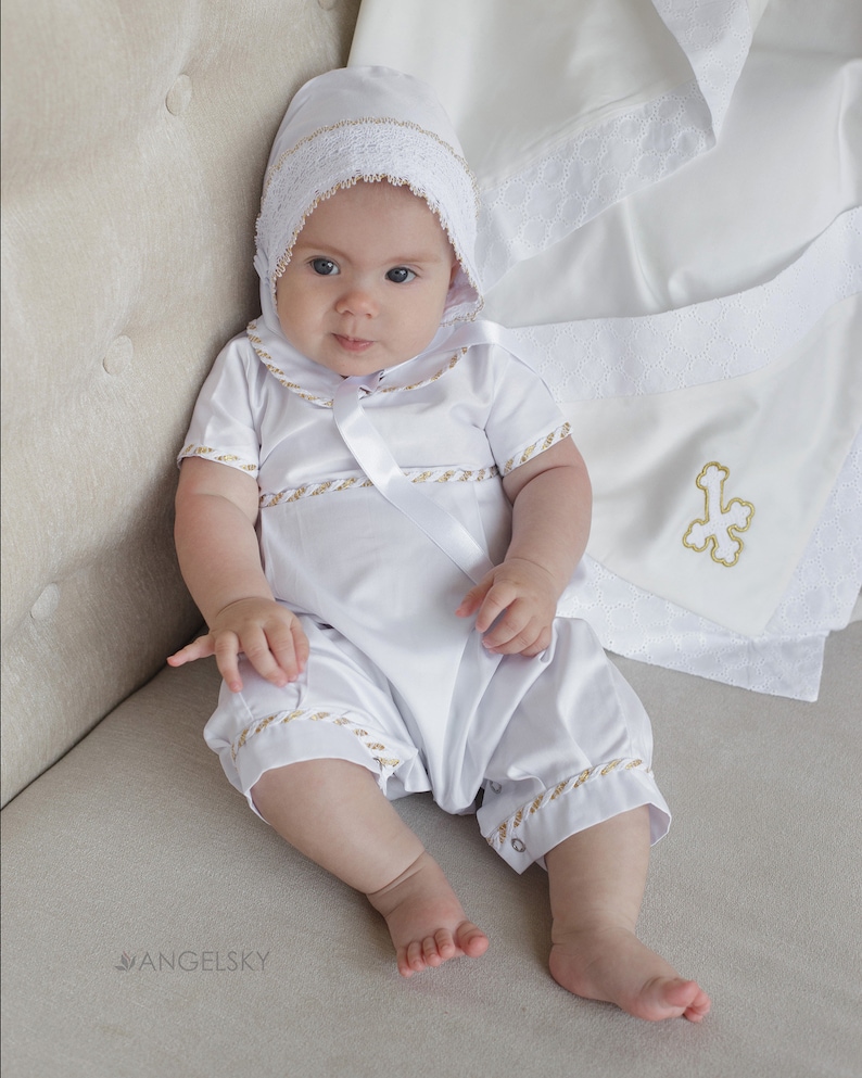 Christening Romper Baptism Outfit Baptism Set Newborn Etsy