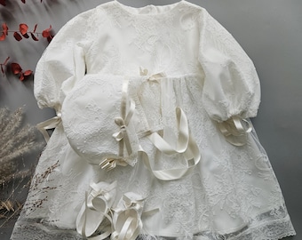 Ivory Lace Baby Dress – Heirloom Ceremony & Birthday Gown | Victorian Baptism Outfit 2800