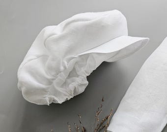 White Burlap Baby Boy Cap Visor | Christening Baptism Hat | Personalized Birthday Classic Ceremony Accessory