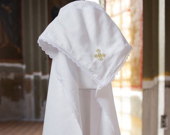 Toalla de bautizo personalizada / Manta de franela bordada con capucha para bautismo / Regalo suave para bautizo de bebé niño niña