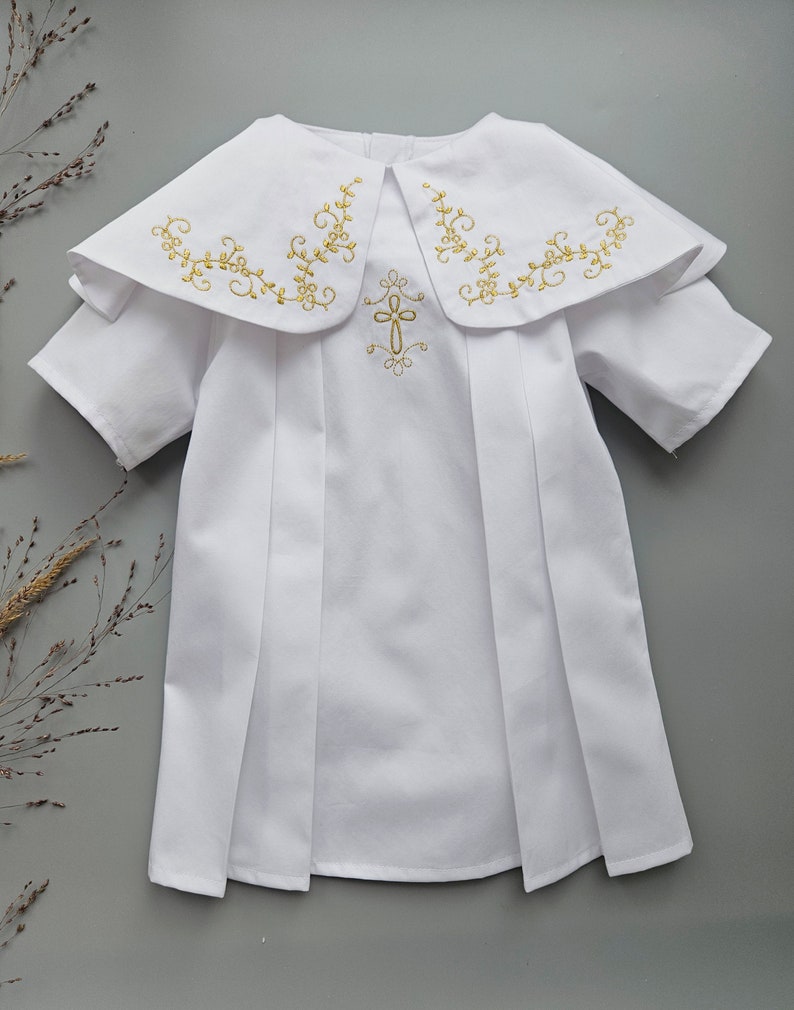 Christening Gift. Baptism Outfit. Gown, booties, hat, blanket, hair bag with golden embroidery. Personalization is upon request. Pure fine satin.