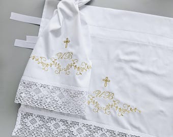 Personalized Baptism Candle Napkins: Embroidered Christening Gift for Godparents A5900