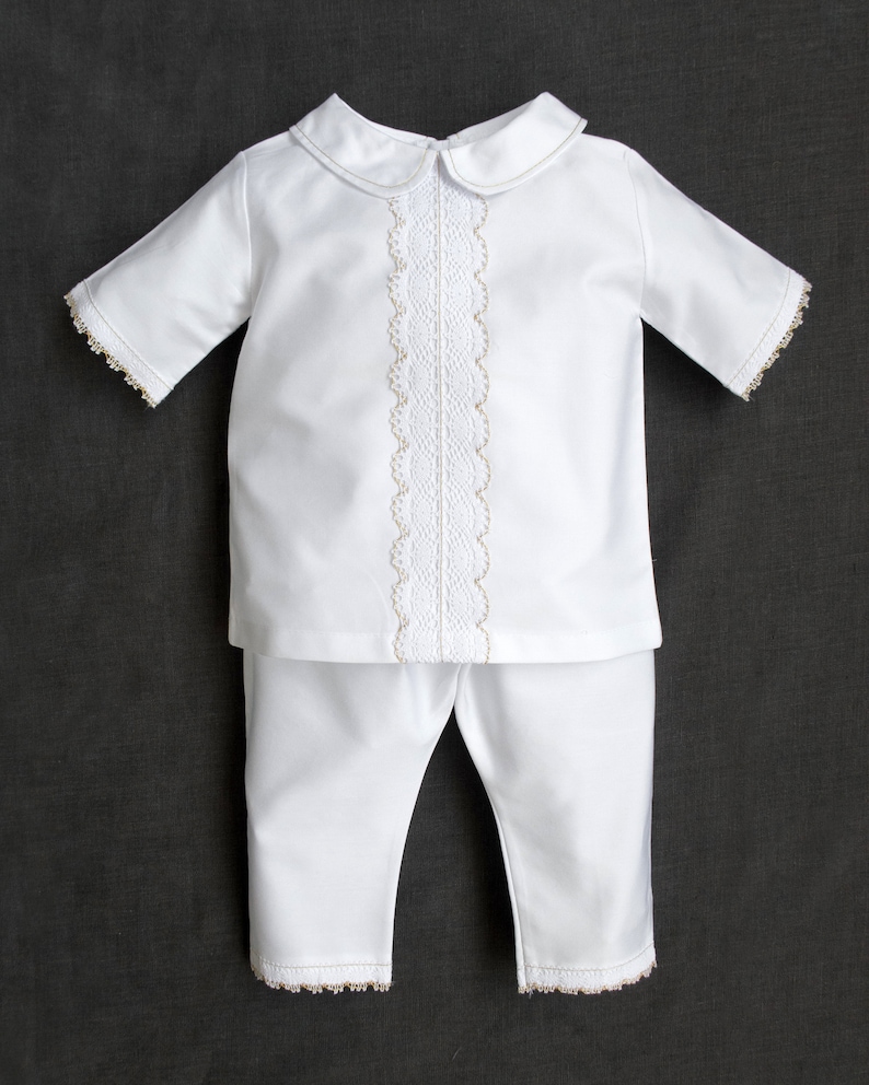 Baptism Boy Outfit, Christening Boy Outfit, White, Personalized, Blessing Boy Set, Newborn Boy Outfit, Gold Thread Baby Boy Suit Gift 2211