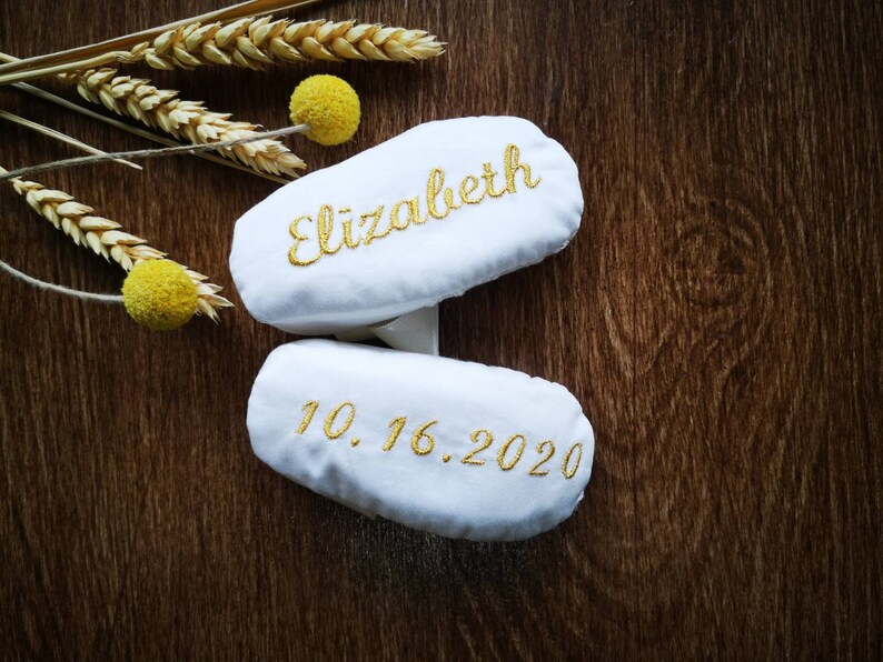 Additional Embroidery to the Christening Set Personalized Embroidery on Booties