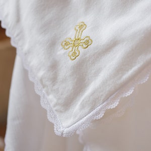 Christening Baby Towel Personalized Baptism Hooded Towel for a Boy or Girl, Embroidered, Flannel Pure Cotton, Blessing Newborn Towel A19900