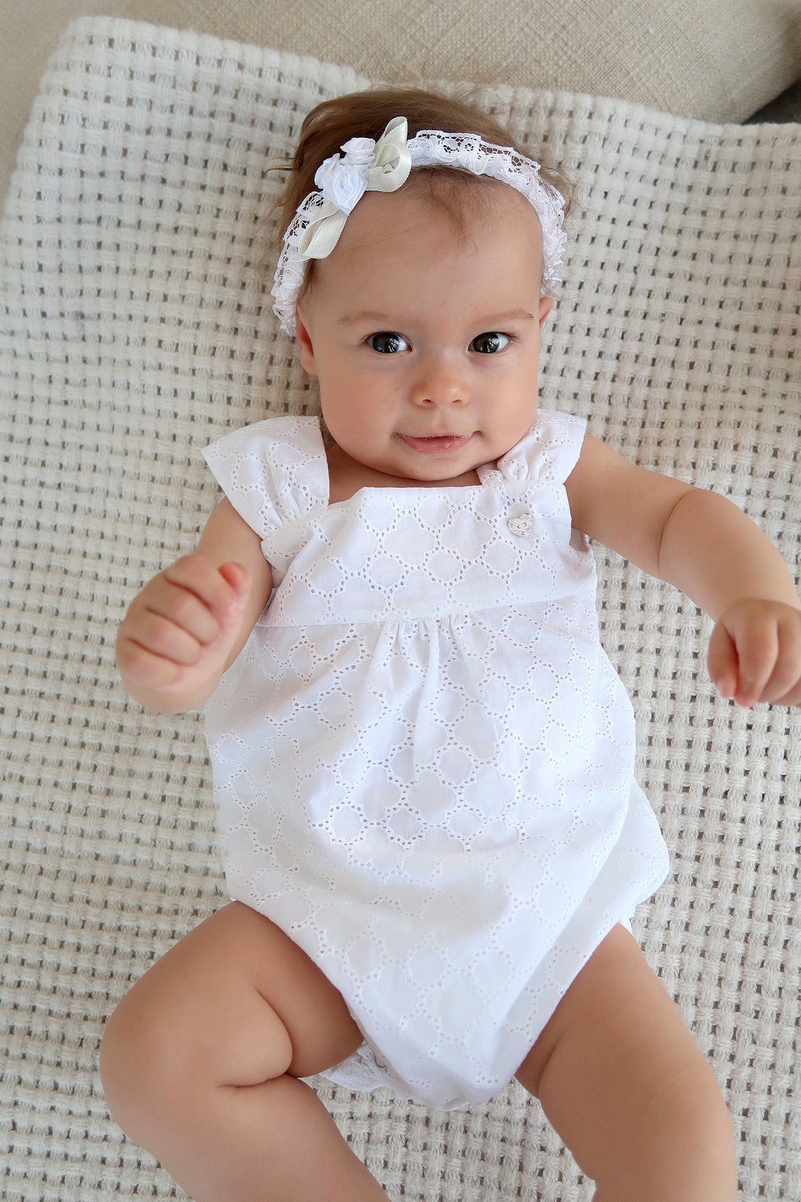 Baby Girl Romper Baby Girl Outfit Baptism Set Newborn Etsy