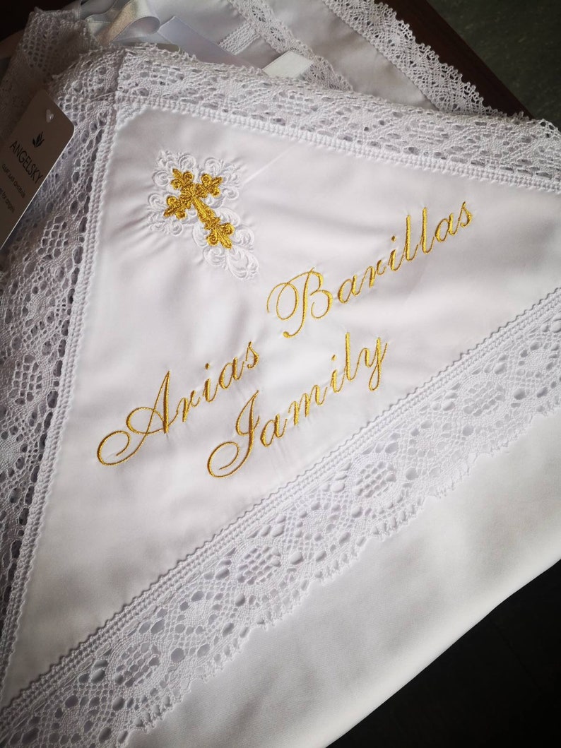 Personalized Baptism quilt Baptism Baby Boy Suit. White cotton lace with silver pattern. Baptism Outfit for a boy Christening lace Outfit. Baptism Set of a shirt, pants, booties, bonnet, hooded blanket Personalized Baptism Outfit.  Christening Gift.