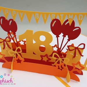 Pop-up card, 18th birthday, personalized