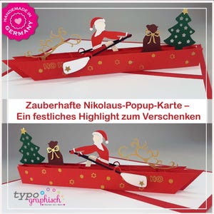 Personalisierte Pop-up-Karte: Ruderboot mit Nikolaus