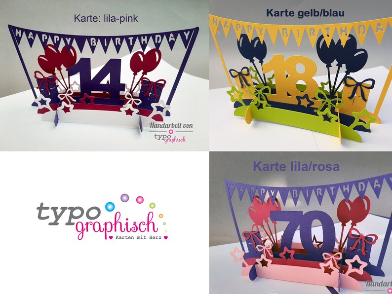 Pop-up Card zum Geburtstag, personalisiert Bild 4