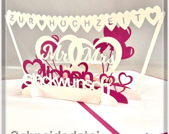 Plotter file: Pop-up card “Wedding” – For the most beautiful day of your life!