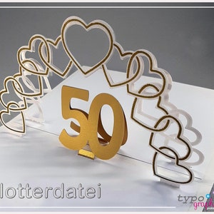 Plotterdatei: 3D Karte zur Goldenen Hochzeit