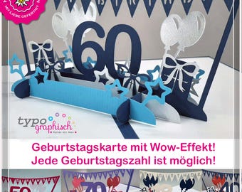 Pop-up birthday card – number selectable – personalized & handmade