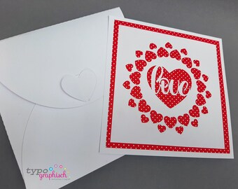 Plotter File, Valentine's Day Card, Heart with Love & Envelope