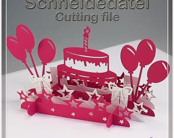 Plotter file pop-up card &quot;Birthday Cake&quot; **English version included - Birthday Cake**