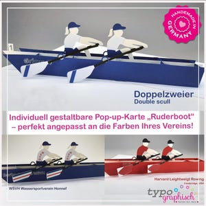 Aanpasbare pop-upkaart "Roeiboot" dubbeltwee – perfect als clubcadeau en voor speciale gelegenheden!