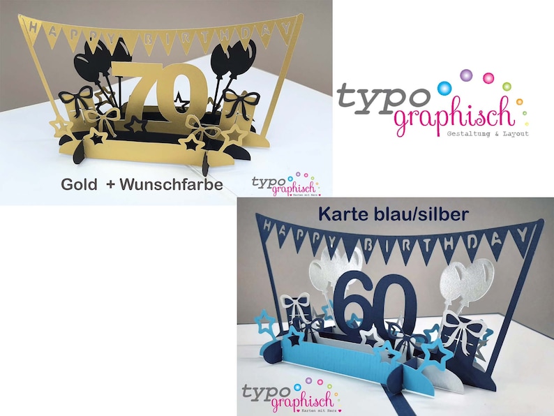 Pop-up Card zum Geburtstag, personalisiert Bild 6