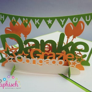 Tarjeta emergente de archivo de trazador "GRACIAS" - paquete en diferentes idiomas