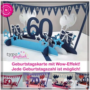 Pop-up birthday card – number selectable – personalizable & handmade