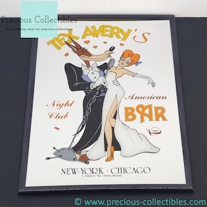 Bardzo rzadkie! Lustro Vintage Wolf i Red Tex Avery. Dołącz do nich w klubie nocnym. Niesamowita dekoracja domu.